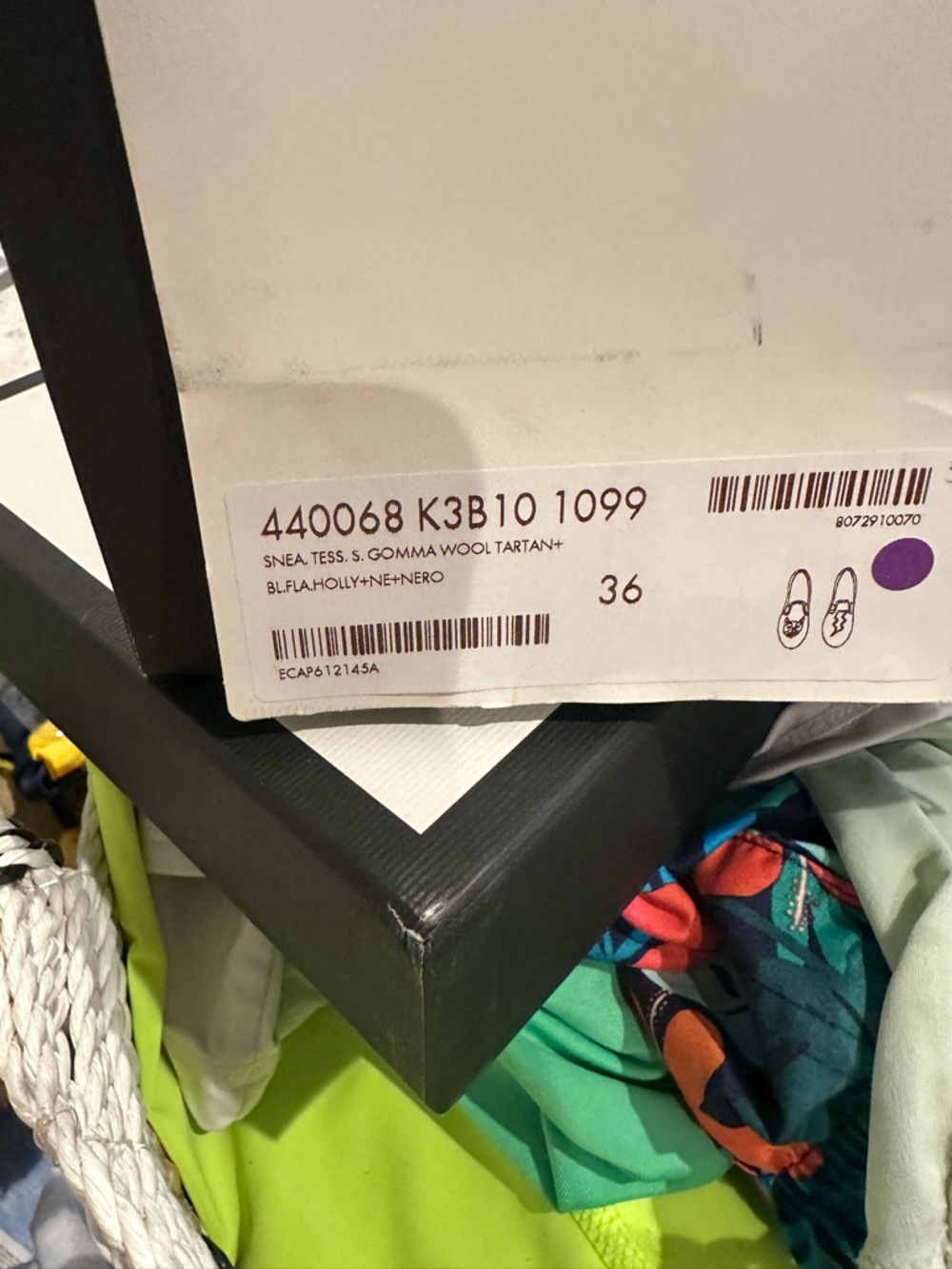 GUCCI Plaid Slip-On Loafers with Dog & Lightning Patch - Red, Navy, Yellow - Picture 5 of 6